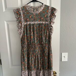 Floral Ruffle Sleeve Dress